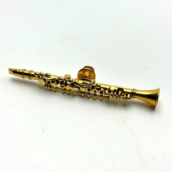 VTG Clarinet Gold Tone Pin Brooch Music Jewelry Gift for Musician Band Teacher - Picture 1 of 4